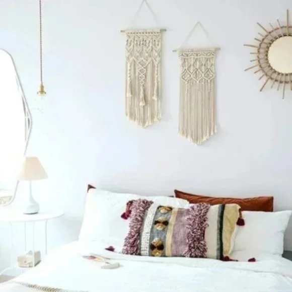 Anthropologie 2 Pcs Macrame Boho Woven Wall Hanging - Picture 5 of 7